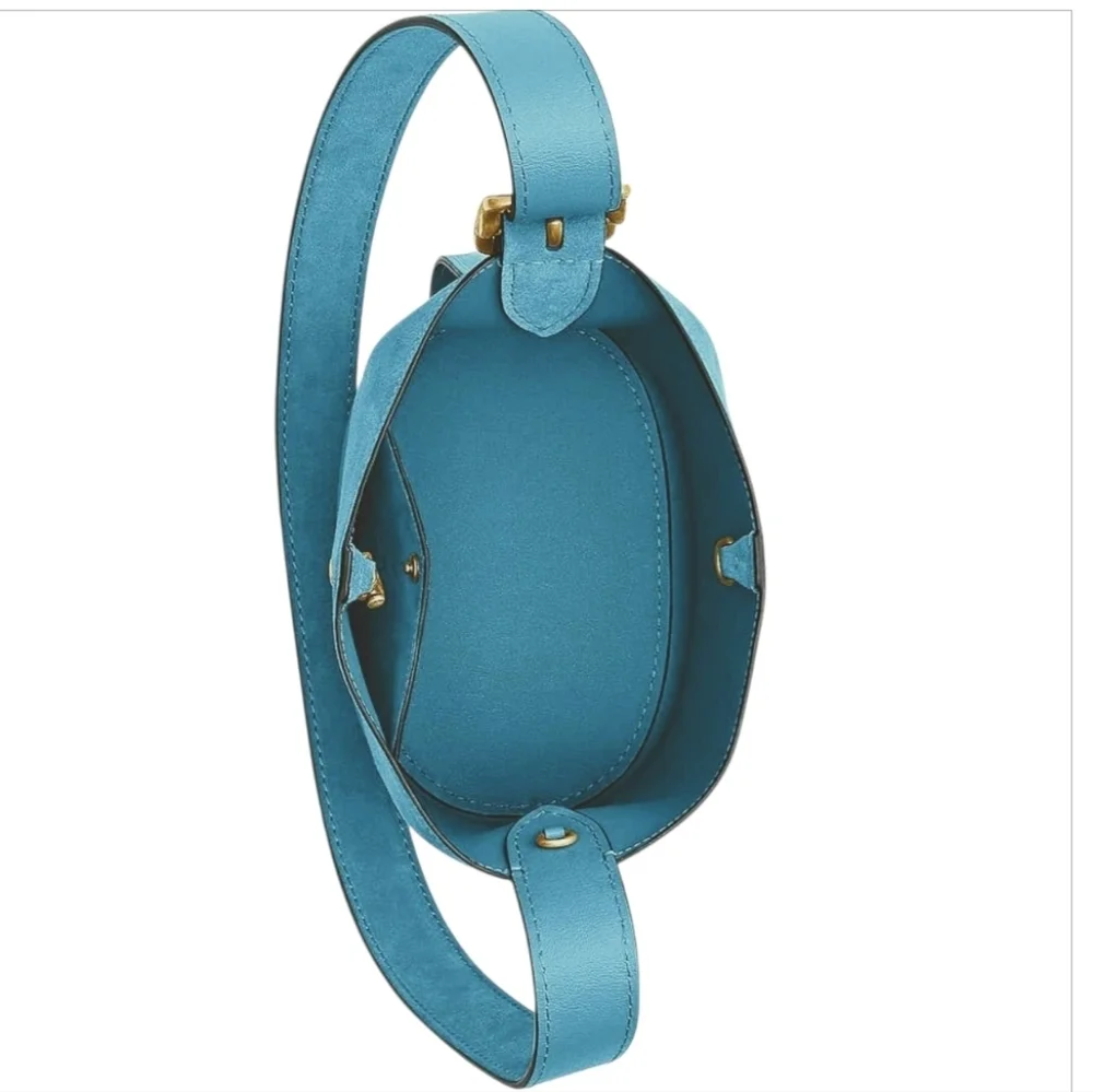 Coach Bleecker Bucket Bag 21 Sea Blue Suede Crossbody Purse Pouch